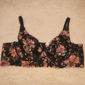 NWT Torrid Sz 4 Dark Floral Bralette Bra Lace Sexy
